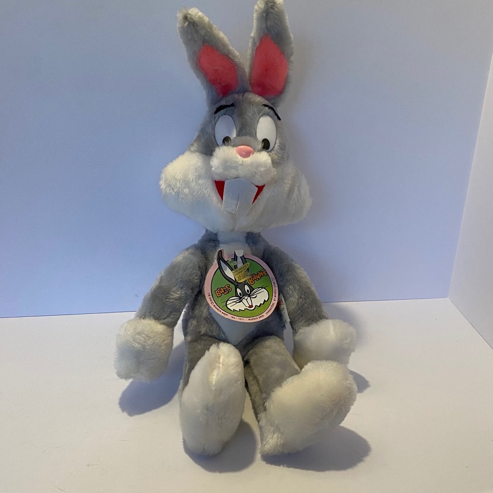 Mighty Star Bugs Bunny Plush Toy Unisex Medium Gray Excellent 1971 Vintage Tag